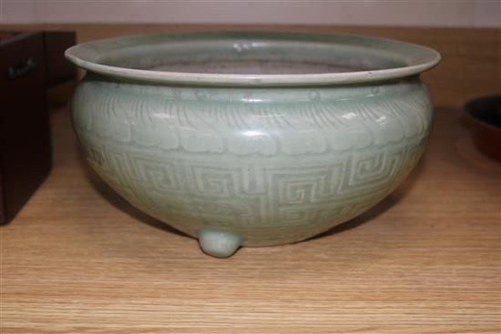 A Chinese celadon glazed censer, Diameter 29cm